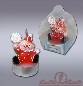 свеча клоун с ромашкой в гильзе 9367