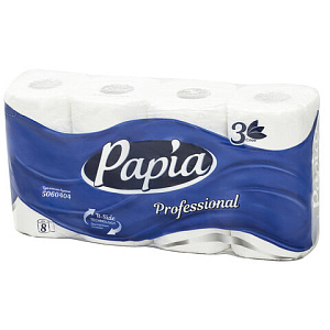 бумага туалетная 3-сл 8 рул*17м, professional, белая, 5060404 /papia изображение бумага туалетная 3-сл 8 рул*17м, professional, белая, 5060404 /papia