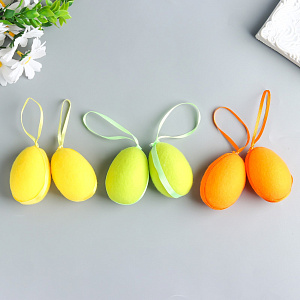 декор пасхальный подвеска яйцо 4*6см, пенопласт, ассорти