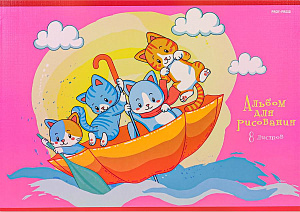 альбом 8л для рисования на скобе /пп котята в зонтике, ко, лен, 08-8947 изображение альбом 8л для рисования на скобе /пп котята в зонтике, ко, лен, 08-8947