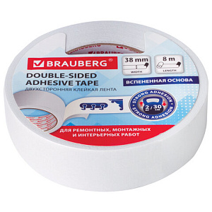 клейкая лента 38мм*8м двухсторонняя на вспененной основе 