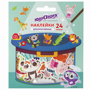 наклейки 12*15см 24шт зверушки eva 662686 /юнландия
