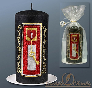 свеча пенек ключик черная 9187