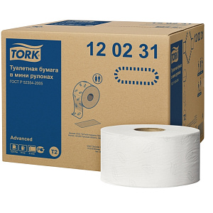 бумага туалетная 2-сл. 170м на втулке advanced 120231 /tork изображение бумага туалетная 2-сл. 170м на втулке advanced 120231 /tork