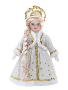 снегурочка ярослава 31см керамическая голова,руки,ноги, белое платье 88304 /magictime