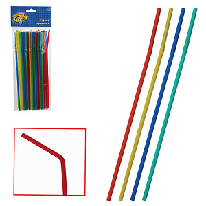 трубочки одноразовые для коктейля, 50 шт., разноцветные, в упаковке, 1502-05 /весзат