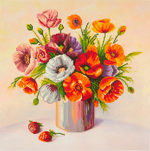 алмазная мозаика 40*40см букет маков, частичная выкладка, alvr-163 /фрея алмазная мозаика 40*40см букет маков, частичная выкладка, alvr-163 /фрея