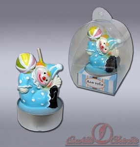 свеча клоун с мячиком в гильзе 9368