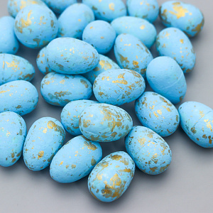 декор пасхальный яйцо голубое в зол. пятнышко, пенопласт