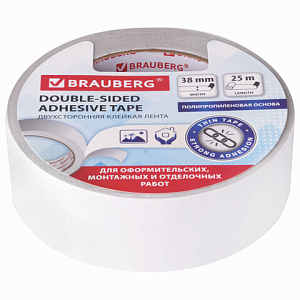 клейкая лента 38мм*25м двухсторонняя на полипропиленовой основе 90мкм 606426 /br изображение клейкая лента 38мм*25м двухсторонняя на полипропиленовой основе 90мкм 606426 /br