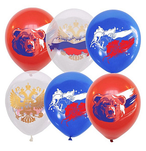 шар возд. 12" (30см) государственная символика пастель (бел,син,красн) 6081041 /патибум