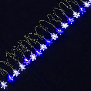 эл.гирл. 15л led с насадками снежинки автореж., .бело-синий 3м 381-144 /сноубум