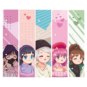 набор закладок 5шт. аниме, мелкартон, 45*210мм, для тетрадь на кольцах, зкк50099, 50253 /эксмо