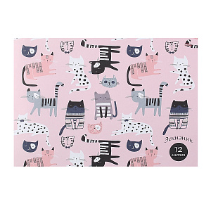 альбом 12л для рис. на скобе /profit котики на розовом. мо, 12-1440 изображение альбом 12л для рис. на скобе /profit котики на розовом. мо, 12-1440